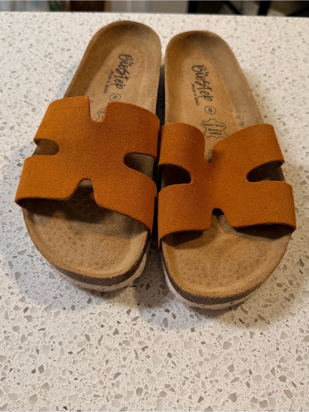 Birstep Women's Suede Slide Sandals in Rust Orange